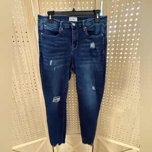 Nicole Miller New York Women's Dark Blue Ripped Skinny Jeans